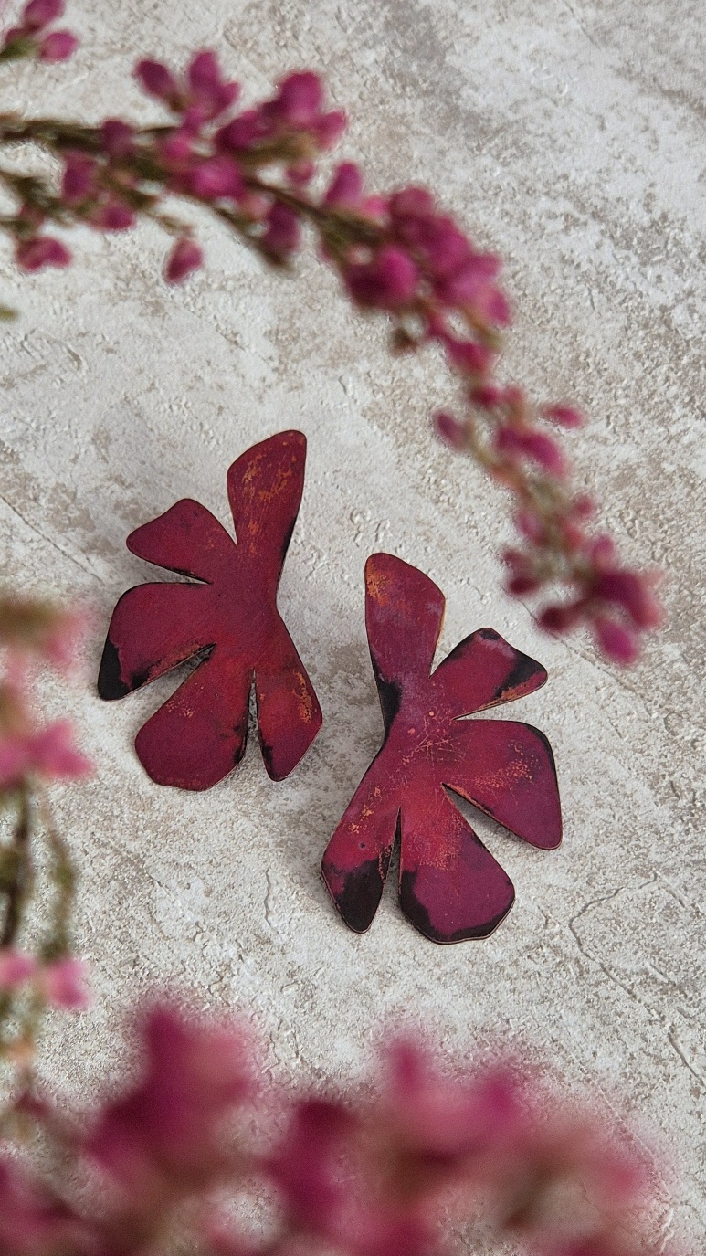 Kolczyki miedziane KWIATOWE