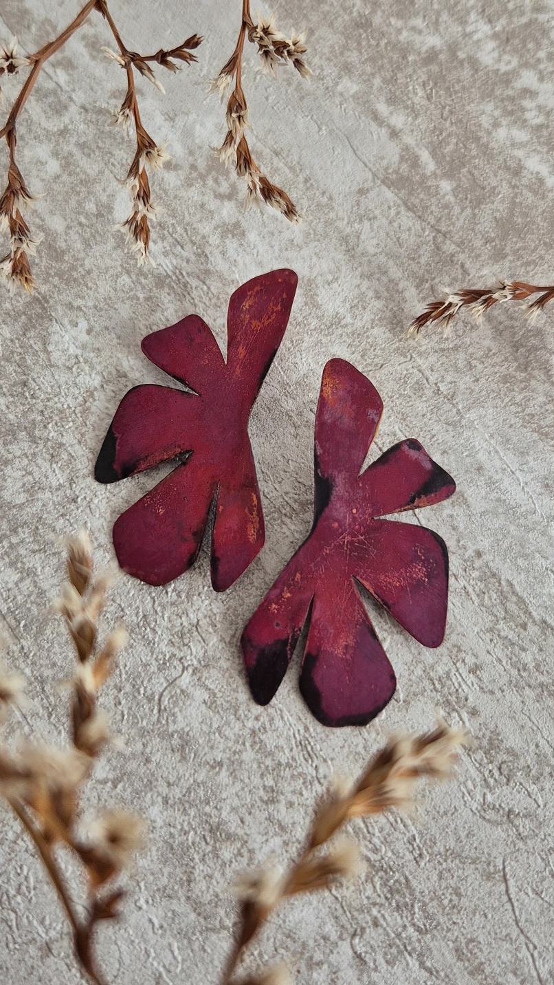 Kolczyki miedziane KWIATOWE - obrazek 2